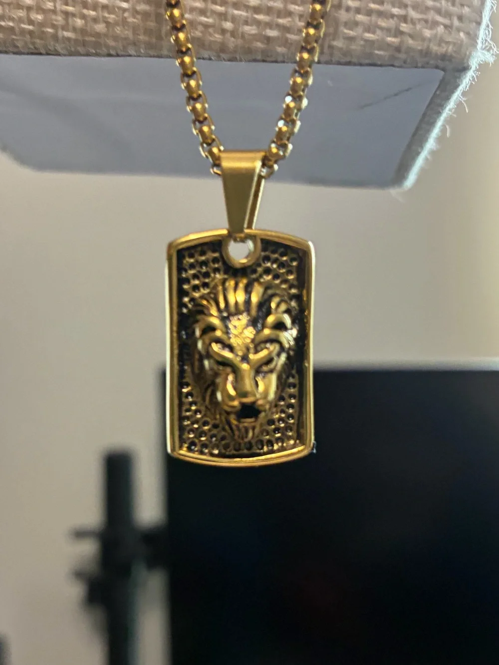 Gold Pendant Dog Tag Necklace - stainless steel -Non Tarnish